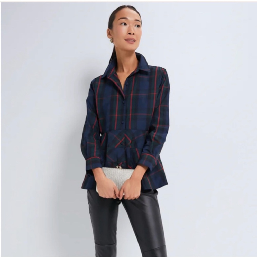 Tuckernuck Pomander Place Fraser Plaid Ashlen Long Sleeve Blouse Size L—NWT